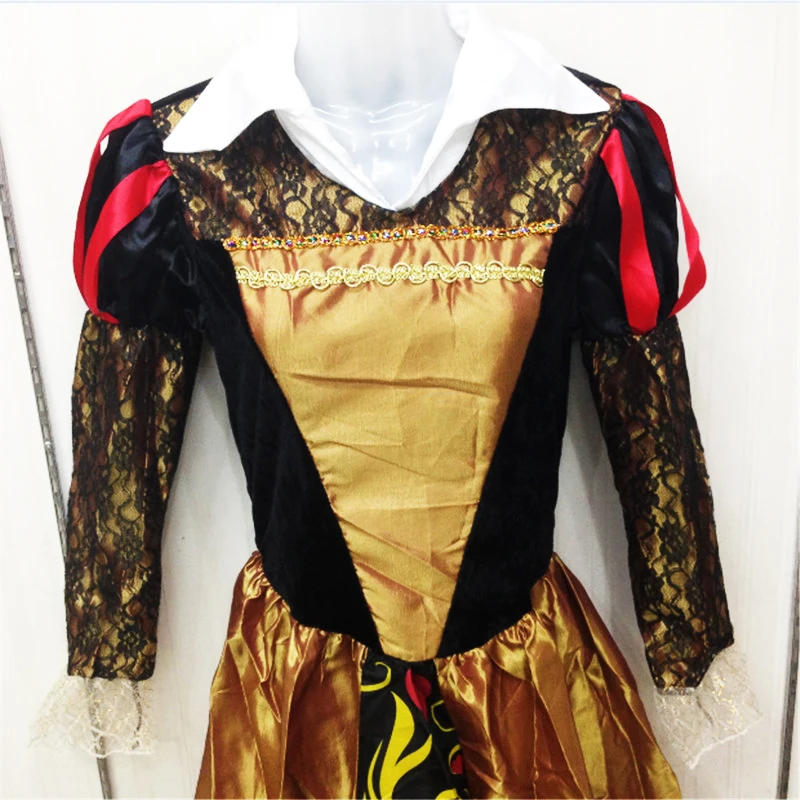 2018 new quality Long sleeve queen of hearts cosplay dress adult Alice In Wonderland costume halloween costumes | Тематическая