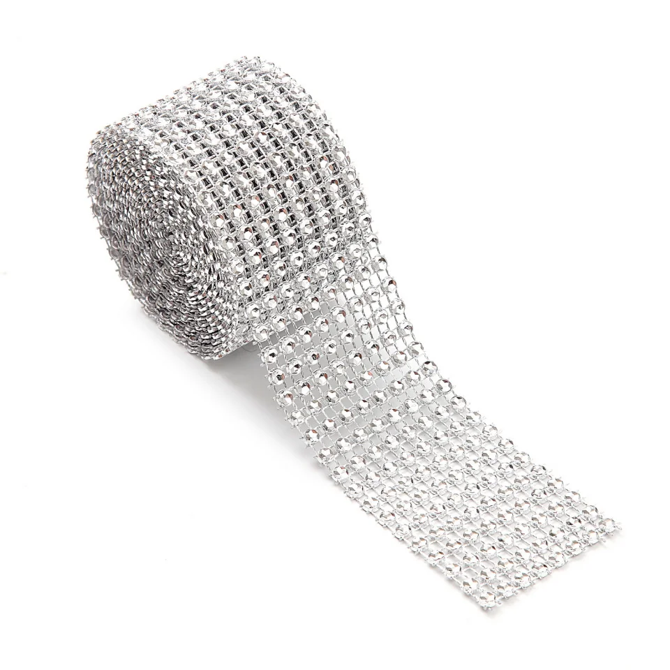 1 шт. 4 см * 2 метра блестящая Алмазная сетка оберточная лента Серебряная сетчатая