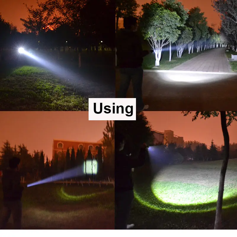 XM-L LED Flashlight 6000LM 10000LM Super Bright Torch Light with 18650 Battery Add Charger Zoomable Emergency Flash Up | Лампы и