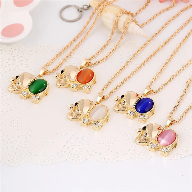 Модные ювелирные изделия кристалл много цветов Камень Слон ожерелье подвеска