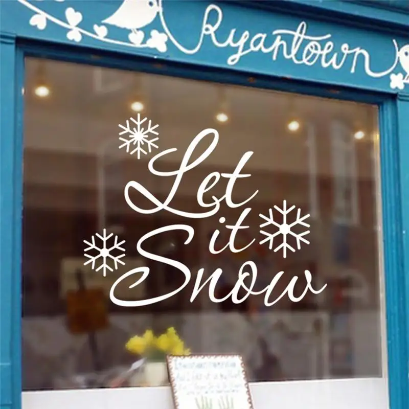 Let It Snow Наклейка на стену с цитатами для магазина бара дома стеклянное украшение