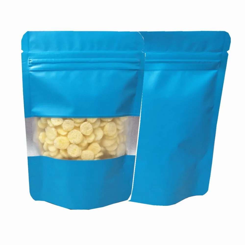 Blue 100 шт стоьте вверх Мешки Фольги Ziplock теплоизоляционные влагостойкие сальники мешок для хранения еды пластиковые окна пакеты из майлара Resealable - Цвет: Blue