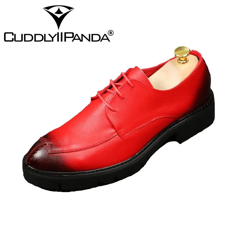 

CuddlyIIPanda Brand Oxford Shoes For Men Formal Party Men Dress Shoes Flats Red Wedding Shoes Fashion Zapatos Hombre Loafers