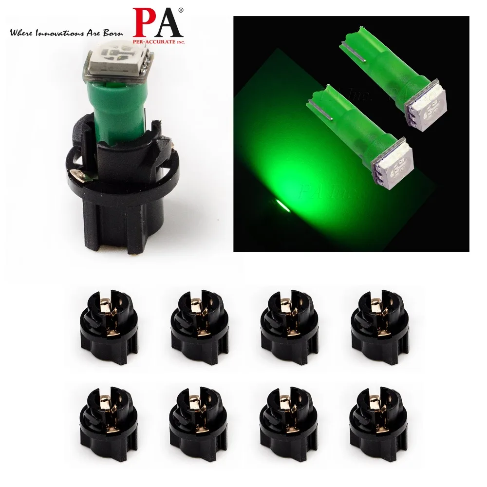 PA светодиодный 10 шт. x 1SMD 5050 светодиодный T5 73 74 светодиодный Панель Dashboard лампа зеленый светодиодный 12 В+ T5 twist lock гнездо зеленый