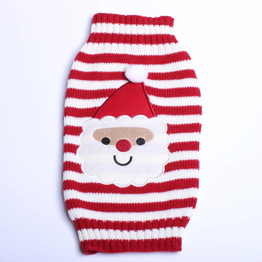 Собака Кот в полоску Рождественский свитер джемпер Stanta Claus трикотажная кофта с капюшоном Pet куртка для щенка теплая одежда