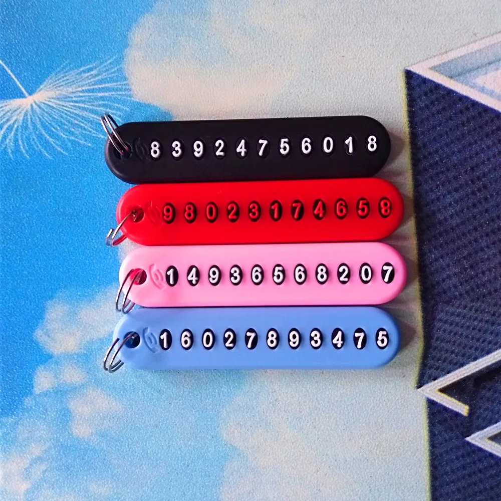 

100 Pcs Anti-lost Phone Number Plate Car Keychain Phone Number Keychain Car Pendant Phone Number Card Keyring Key Chains gifts
