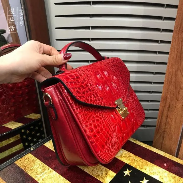 Шикарная популярная женская сумка на плечо с клапаном из натуральной коровьей кожи с узором «крокодиловая кожа», женская сумка через плечо, маленькие роскошные сумки