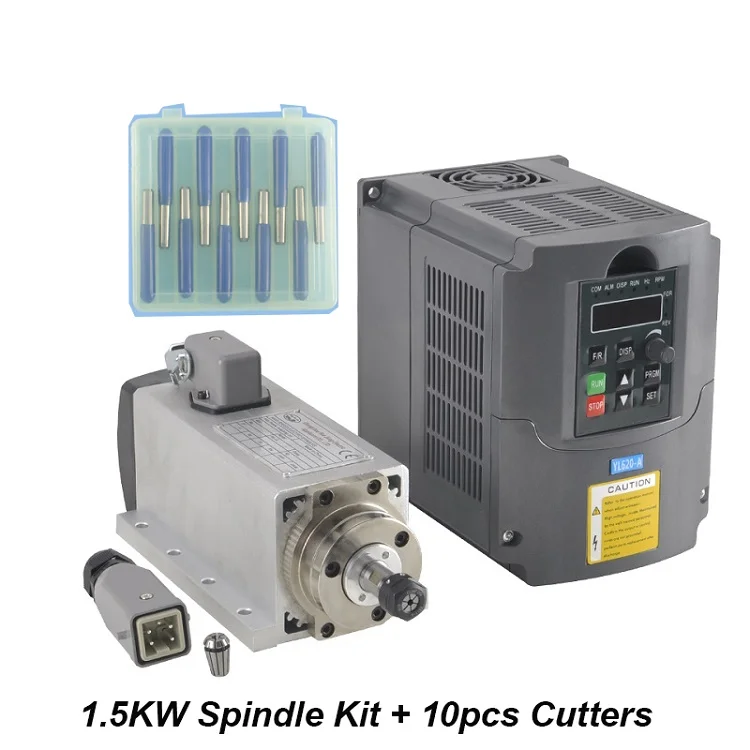 Spindle Kit 2 ЧПУ шпиндель 1,5 кВт с воздушным охлаждением ER11 фрезерный двигатель 220 В VFD инвертор конвертер контроллер для гравировки инструменты - Цвет: Spindle Kit 2