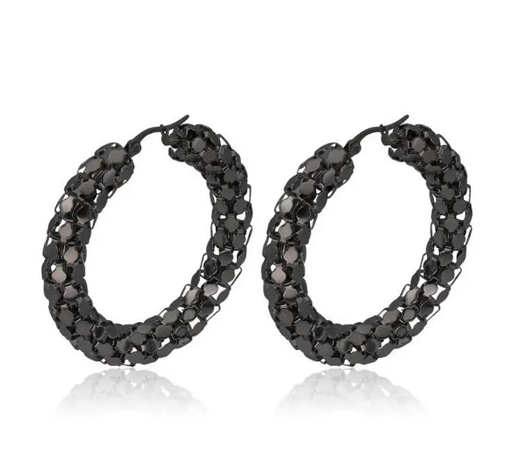 Новые модные круглые большие серьги из нержавеющей стали титановая сталь