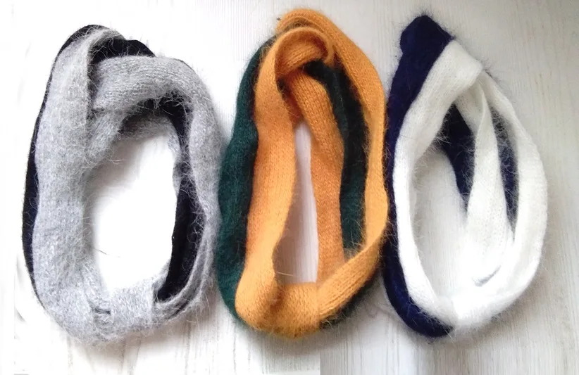 Womens Turban Headband Striped Rabbit Fur Twist Bow Knot Headwrap |