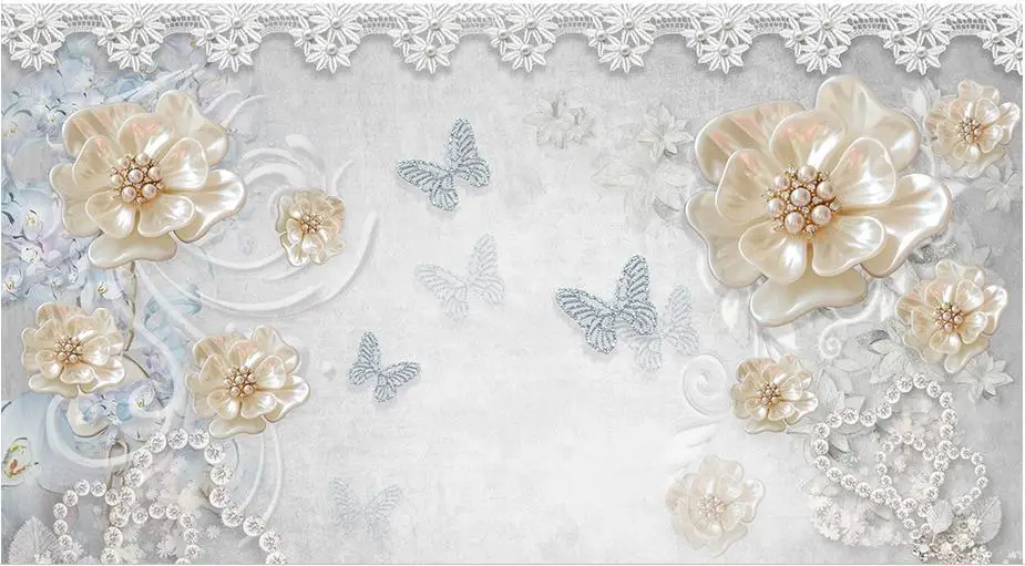 Красивые 3d фото обои фрески Камелия Средиземноморский стиль для стен бабочка