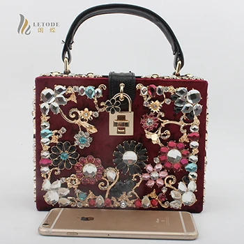 Burgundy bags for women clutch bag diamonds flower shoulder bag evening bag bolsa feminina luxury handbags women bags designer totes - Цвет: Burgundy