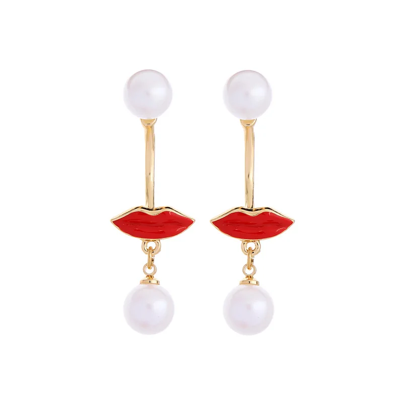 LUNA CHIAO Бижутерия Bijoux Золотое покрытие Эмалированные серьги-капля со звездой Злой глаз Жемчуг для женщин Серьги в форме губ и луны Подарок.