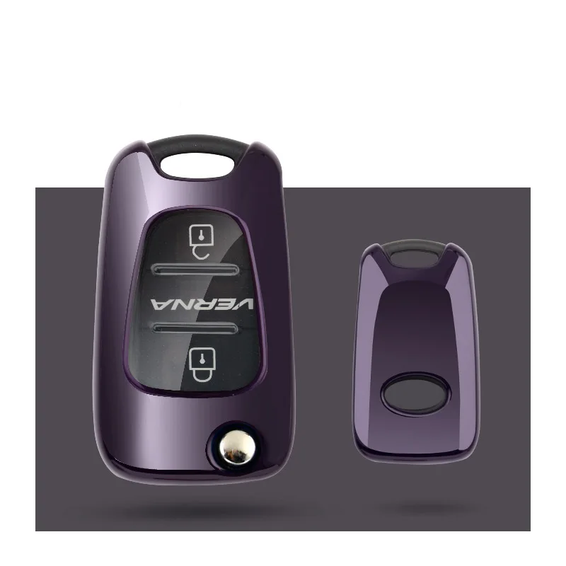 purple single shell Весь чехол для ключей автомобиля, брелок для ключей, брелок для hyundai I10 I20 I30 IX35 Solaris Kia K2 K5 Rio Sportage FlipKey - Название цвета: purple single shell