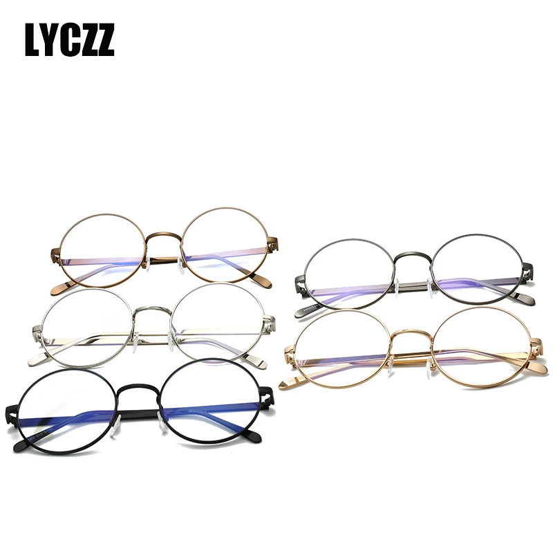 LYCZZ Золотые очки круглые мужские женские Модные прозрачные металлические