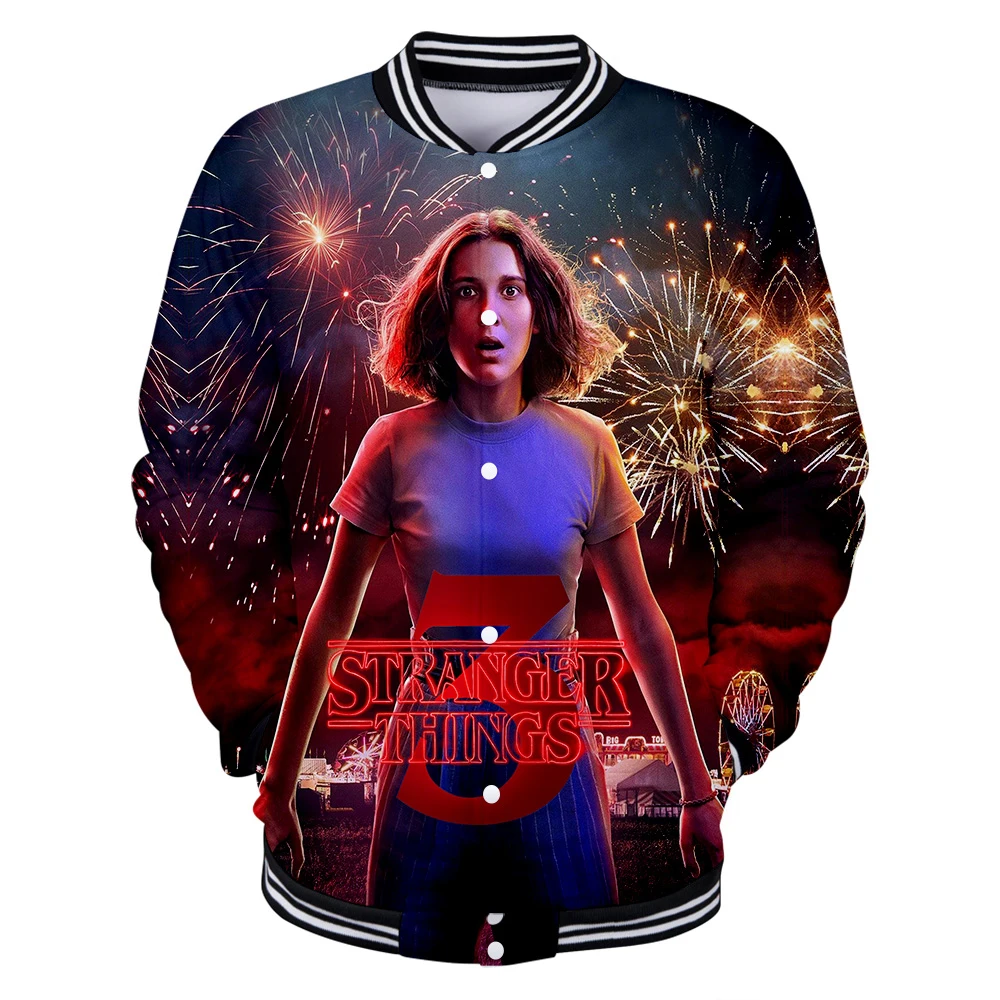 

Stranger Thing 3 3D Printed Baseball Jackets Fashion Women/Men Hot Sale 2019 Long Sleeve Jacket Casual Streetwear Clothes
