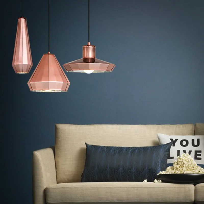 Скандинавский креативный подвесной светильник из розового золота стеклянная