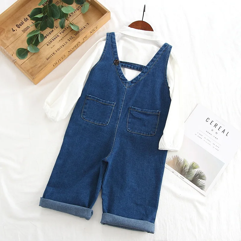 В Корейском стиле Новое поступление 2019 года модные джинсовые комбинезоны для