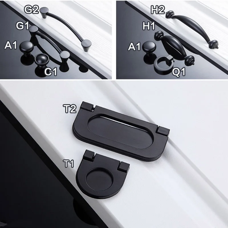 Высококачественная Металлическая черная ручка с прочной ручкой шкафа дверного