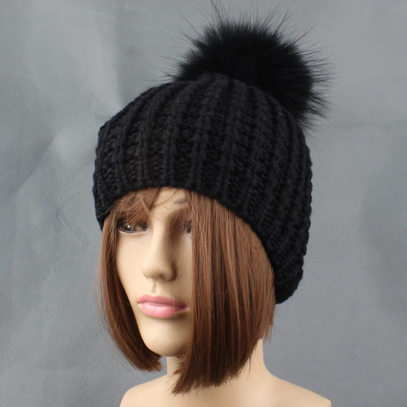 Осенняя шапка для женщин зимние шапки натуральный мех енота меховая с вязаным