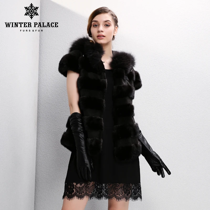 2017 Новая мода зимней леди натуральной лисы меховой жилет женщин реального