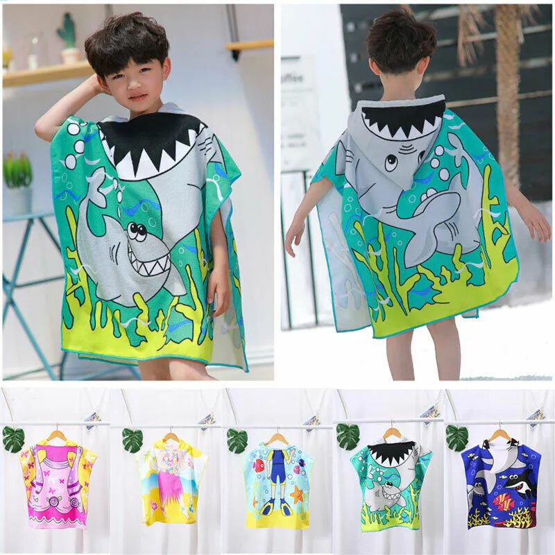 

PUDCOCO NEW Kids Children Bath Soft Warm Wrap Hooded Robe Cloak Cute Cartoon Pattern Infant Blanket Kids Bath Towel