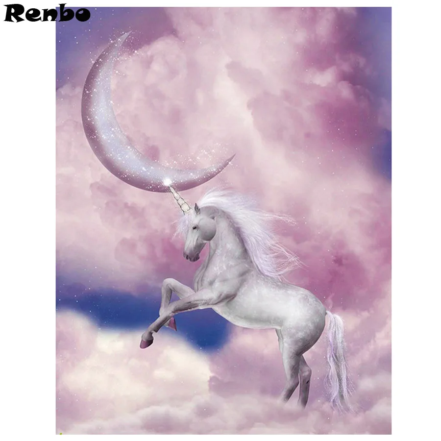 

full square round diamond painting unicorn 3d diy Diamond Embroidery animal Cross Stitch kits Mosaic painting full display