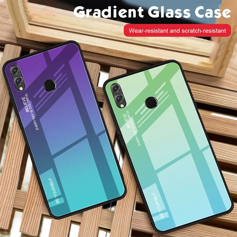Стеклянный чехол градиентного цвета для Huawei Honor 8X 10 10i 10Lite 9 lite Max задняя защитная