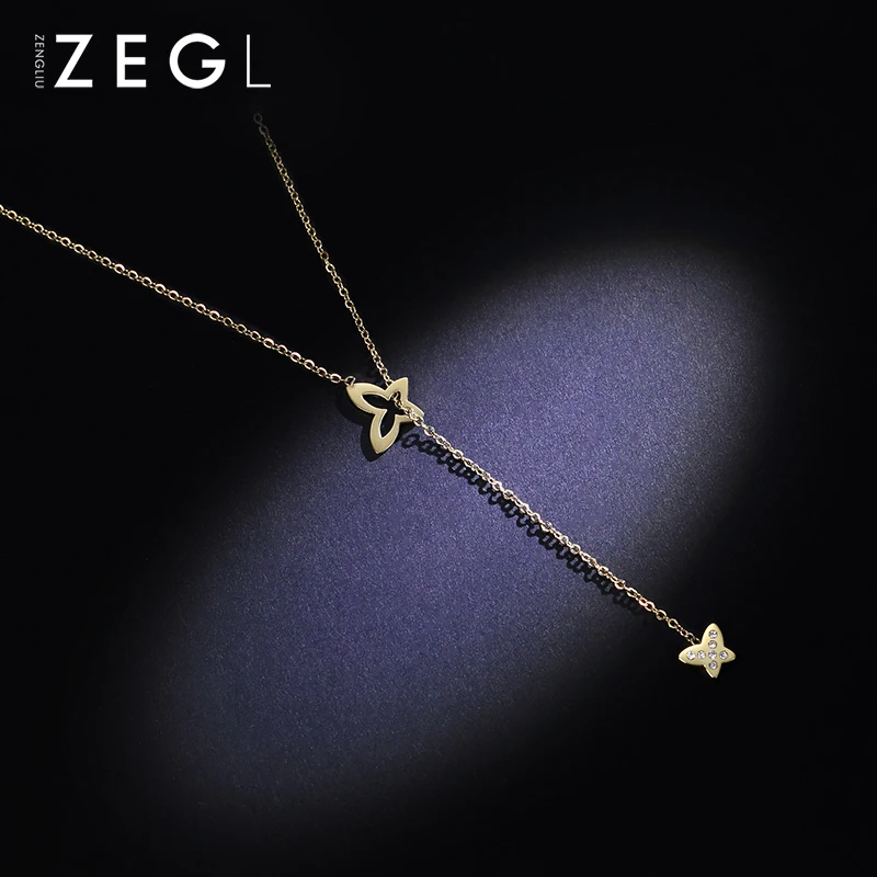 ZEGL small fresh butterfly necklace female clavicle chain simple student Sen Department girlfriends net red | Украшения и