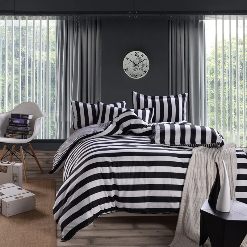 Классический Комплект постельного белья 4 размера серое синее постельное белье с