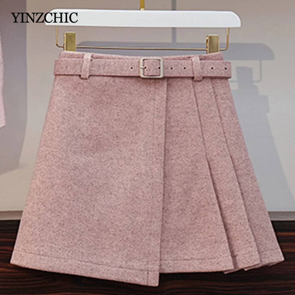 Skirt Осенний Женский комплект из двух предметов, свободный свитер+ шерстяные юбки, набор для женщин, женские повседневные теплые костюмы, зимние - Цвет: Skirt