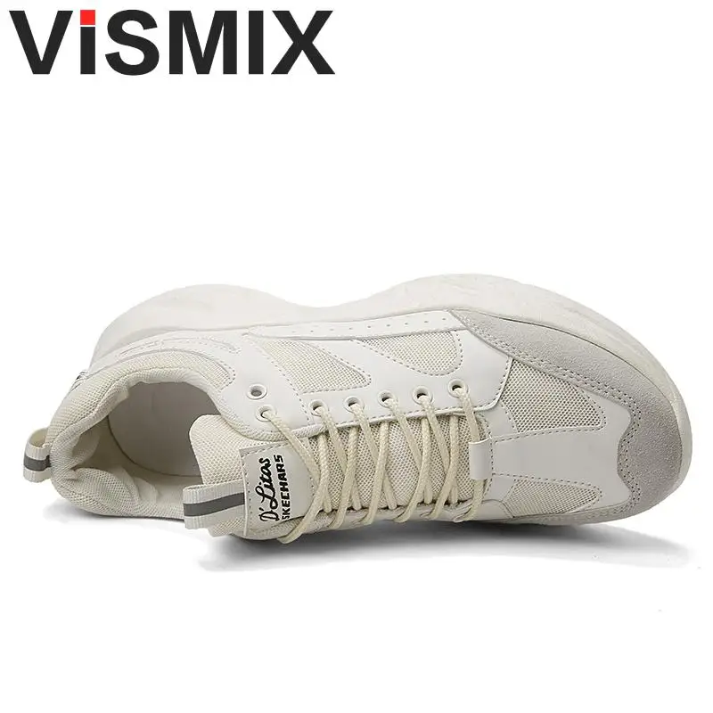 Мужские кроссовки из легкой сетчатой ткани белые дышащие на платформе 2019 | Обувь