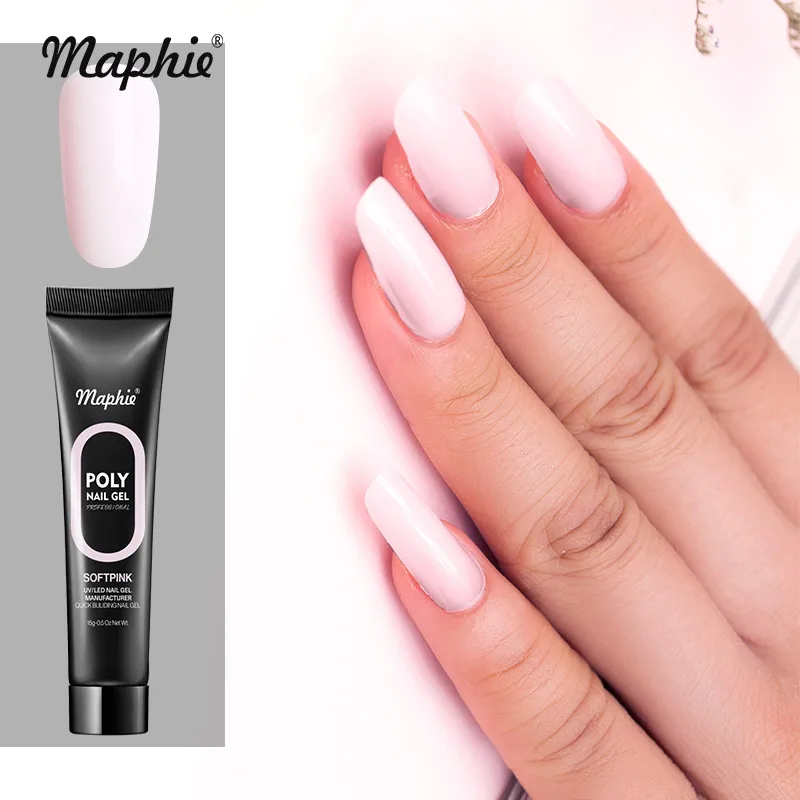 Maphie, 15 г, прозрачный удлиняющий УФ-гель для ногтей, розовый цвет, светодиодный Гель-лак для ногтей DIY, Полупостоянный гель для ногтей - Цвет: 001