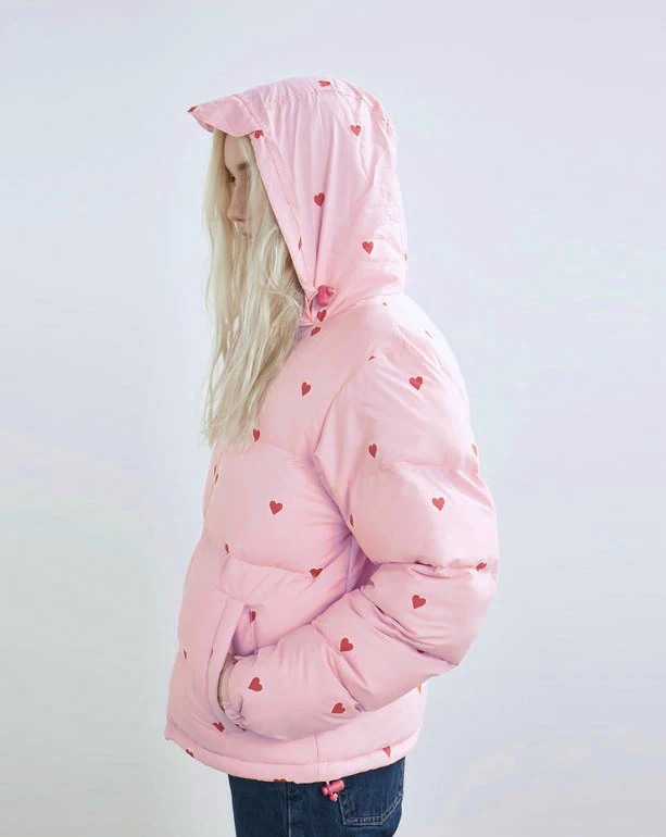 Lazy Oaf heart Warm Cotton Coat pink print Jaqueta Feminina Inverno Casaco Feminino Casacos Femininos | Женская одежда