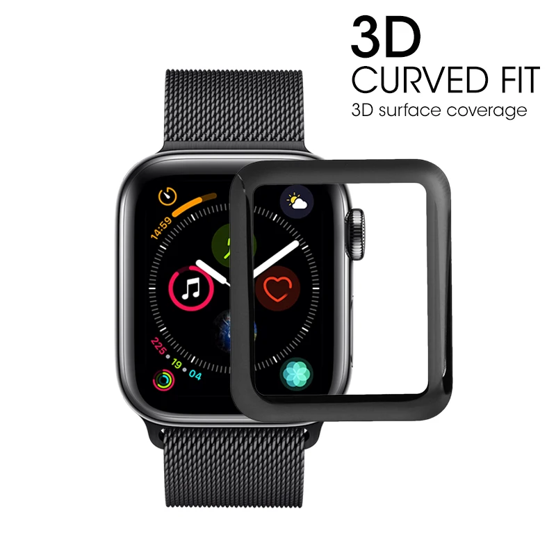 Изогнутое закаленное 3d-стекло с полным покрытием для Apple Watch 1-4 38 мм 42 40 44 Защитная