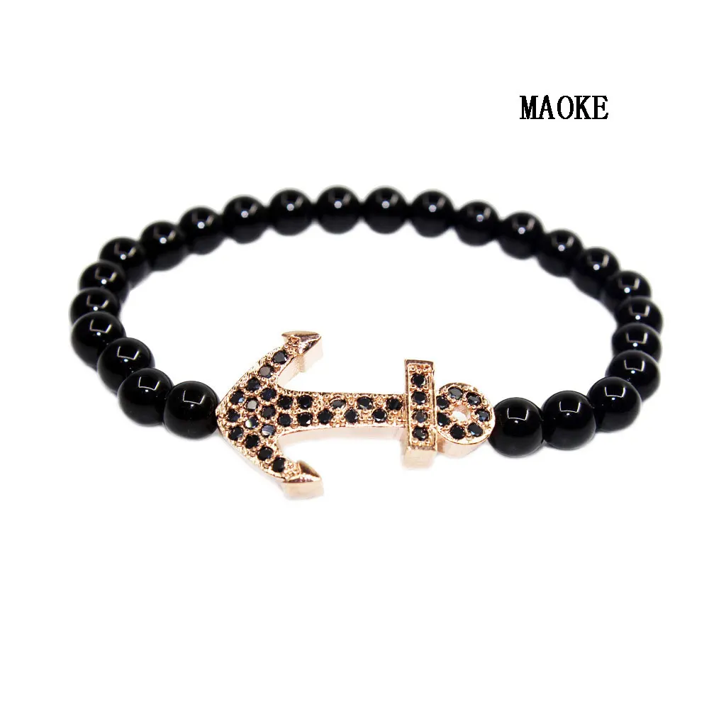 

Акция Новый браслет с инкрустацией якорь Циркон натуральный камень бусины ручной работы браслет из бисера модные ювелирные изделия для жен...