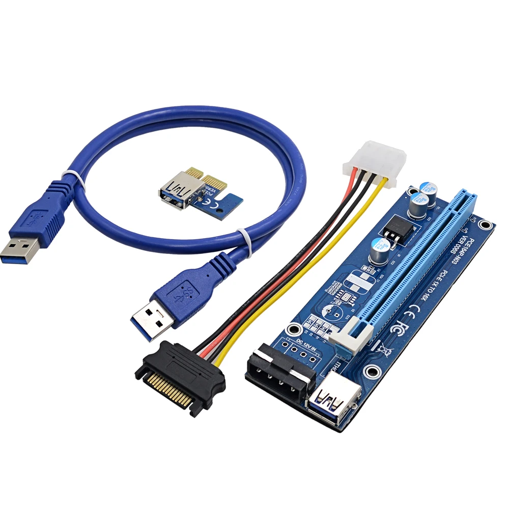 Pci e расширитель Express Riser Card 1x до 16x60 см Usb 3 0 кабель Sata 4pin Molex Power для Btc Miner Machine|pci express