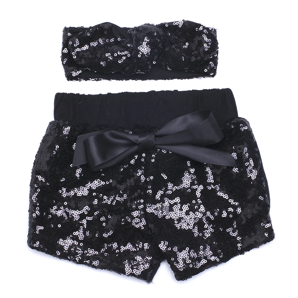 Персиковые шорты блестящие с пайетками для маленьких девочек и перскивая