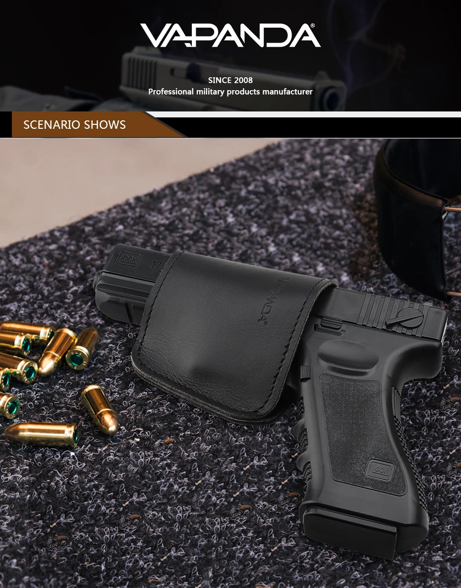 Vapanda охотничья кобура, черная кобура с зажимом, сумка для Glock 17 18 19 1911 Beretta 92, кобура для тактического пистолета IWB OWB, кожаные кобуры