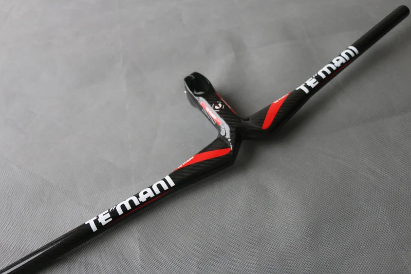 2017 TEMANI 3K Full Carbon MTB Bicycle Handlebar Mountain Bike Broken Wind Integrated Stem Flat Sweep Bar 60-120mm*600-720mm