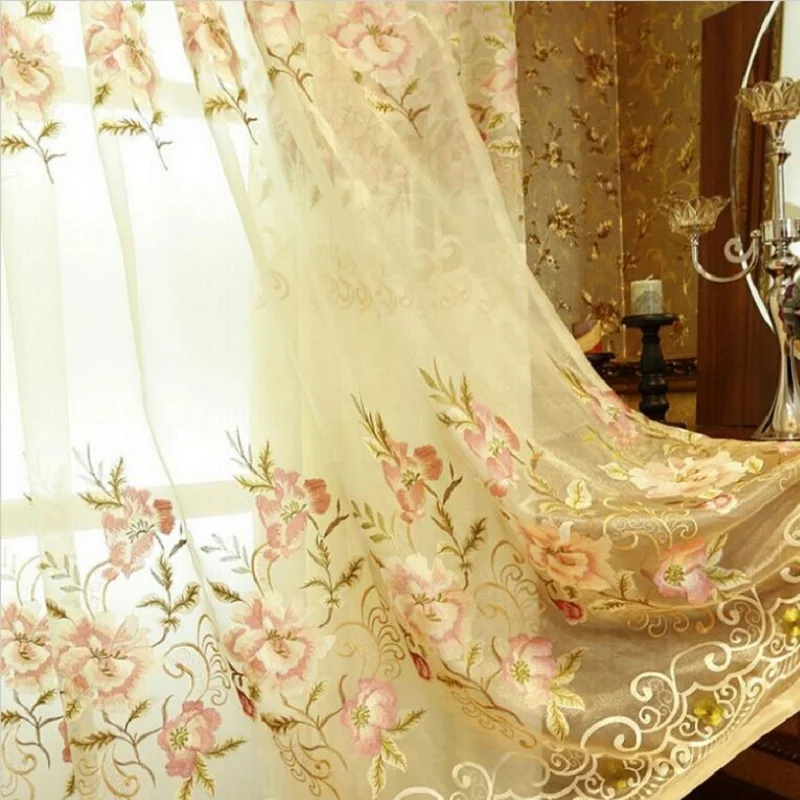 Европейский Стиль Вышитые Чистый Занавес Для Гостиной Высокое Качество Жалюзи