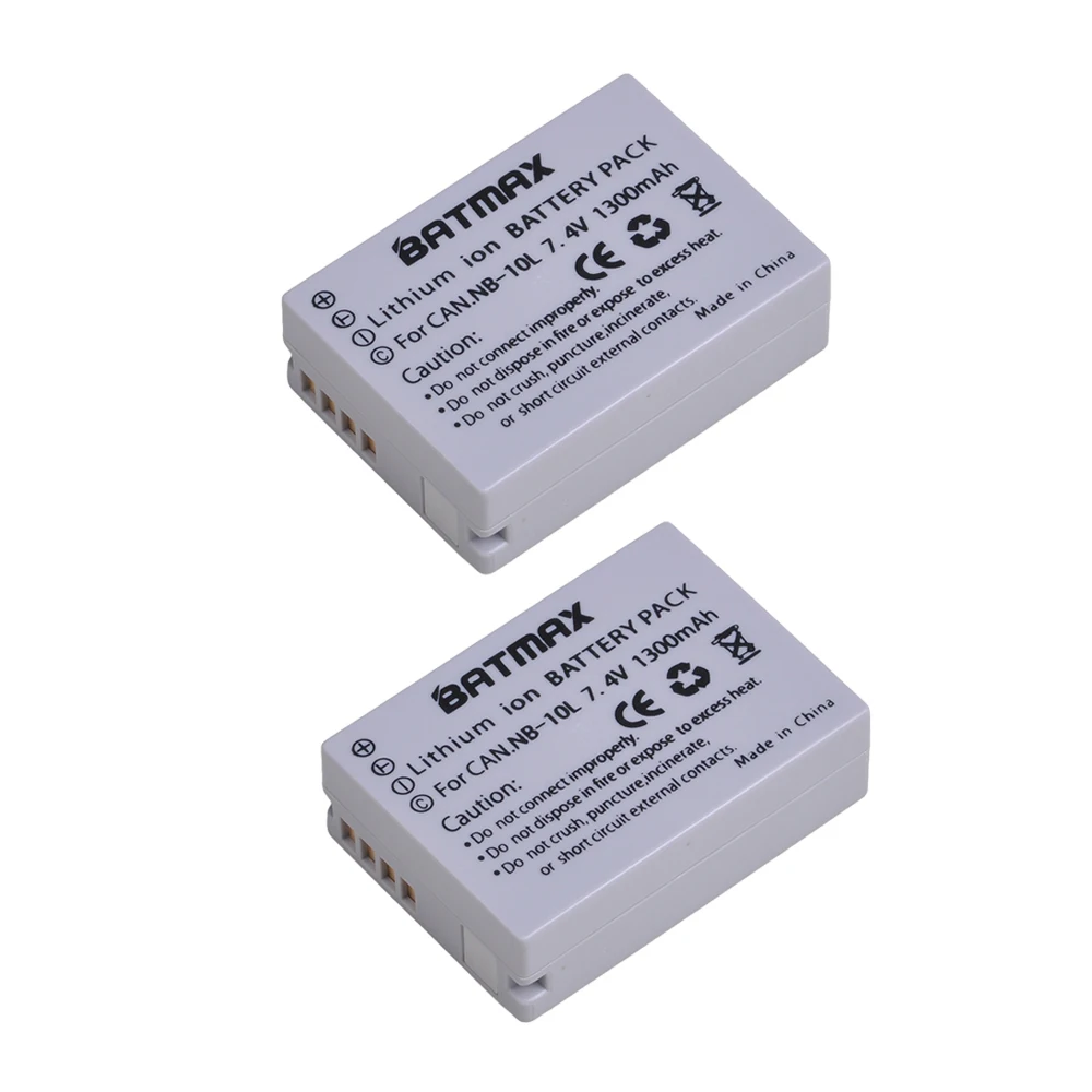 2 шт. аккумуляторные батарейки для камеры NB 10L NB10L + двойное зарядное устройство с