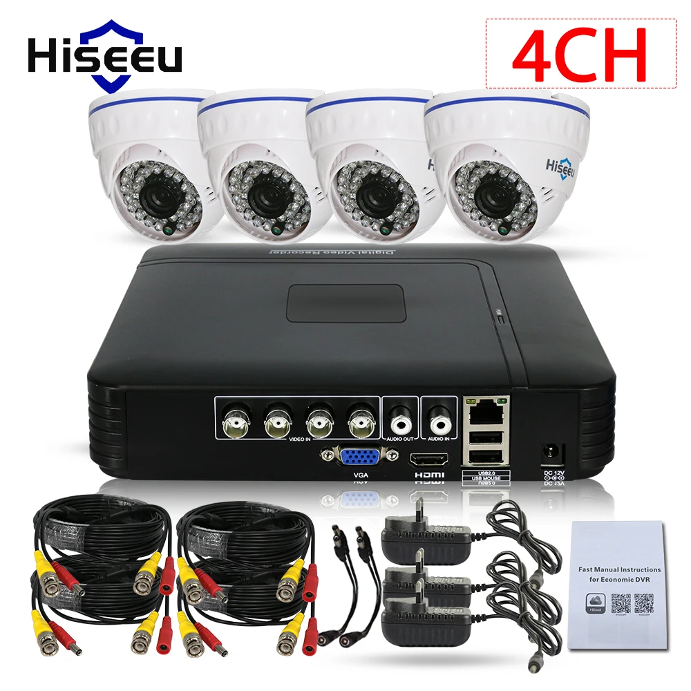 CCTV Камера DVR Системы AHD 720 P Наборы 4 канала видеонаблюдения HVR NVR 3 в 1 видео