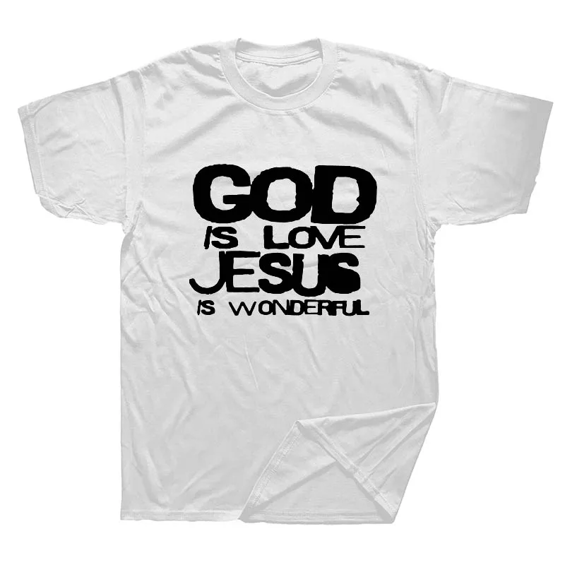 white God is Love Jesus is Wonderful Team Jesus Evolution, настоящая мужская футболка, христианская футболка, религиозная вера Иисуса, Христос, футболка - Цвет: white