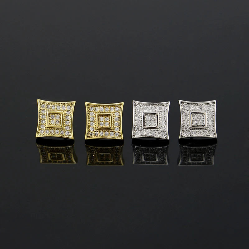 LuReen Micro Pave Цирконий в форме квадрата Форма, серьги со шпилькой, для Для женщин Для мужчин золото серьги серебристого цвета; бижутерия подарок WGEH1003