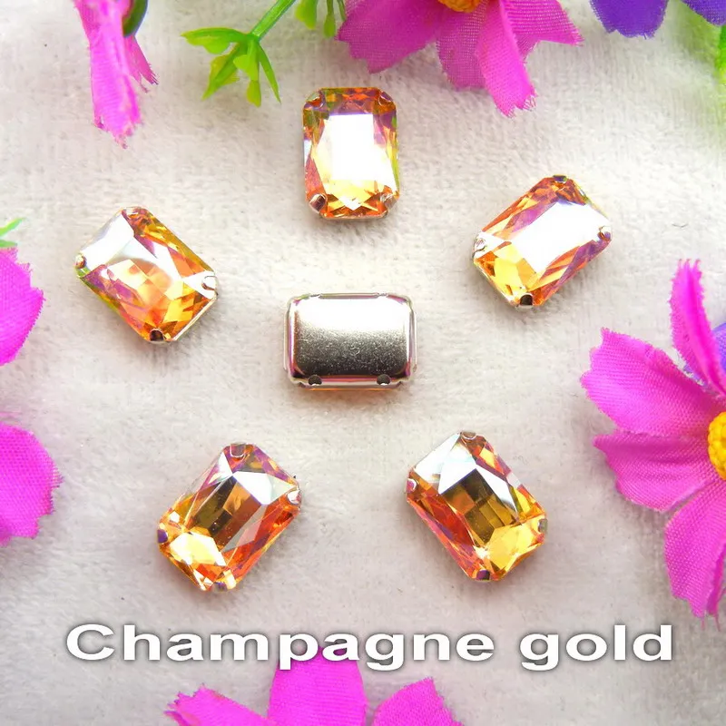 A8 Champagne gold Стеклянные кристаллы, серебряные когти, 7 размеров, красивые цвета, Микс, Прямоугольная форма, пришитые стразы, бусины, одежда, обувь, сделай сам, отделка - Цвет: A8 Champagne gold
