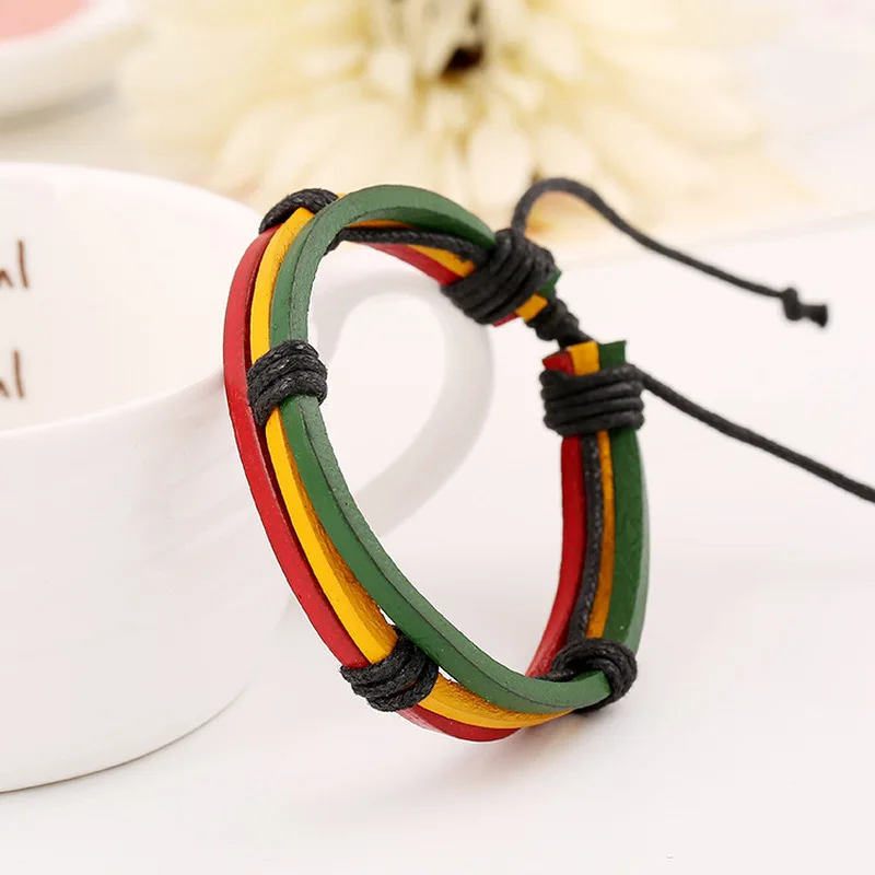 VAMOOSY Fashion Rainbow Jewelry Charm Leather Woven Bracelet Accessories Gay Pride for Bangles LGBT Women | Украшения и