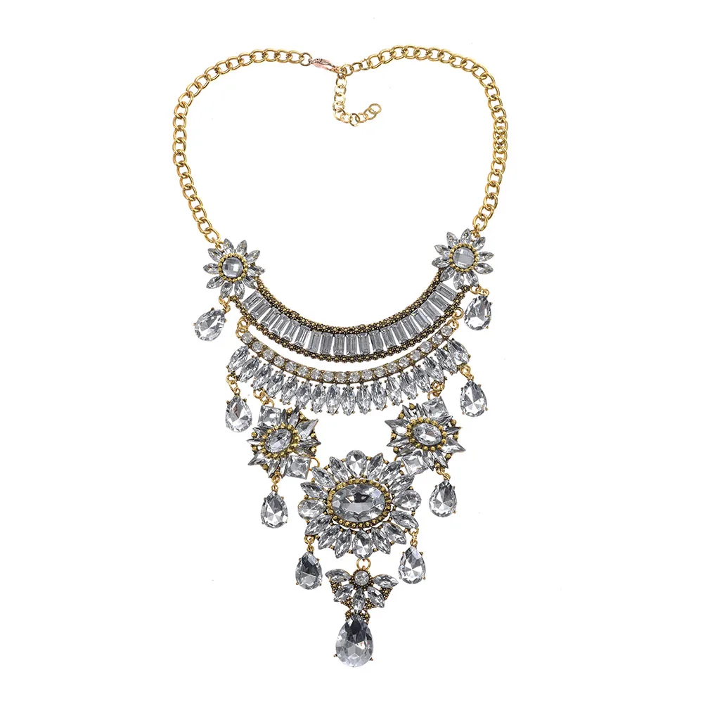 Multicolor Luxury Crystal Gem Bridal Maxi Necklaces Pendants Women Statement Big Necklace Jewelry Large Collar Choker | Украшения и
