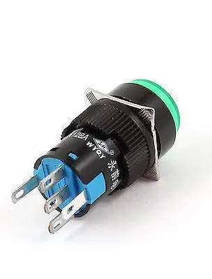 Вкл/Выкл зеленый свет SPDT 5 Pin защелкивая круглая нажимная кнопка переключатель