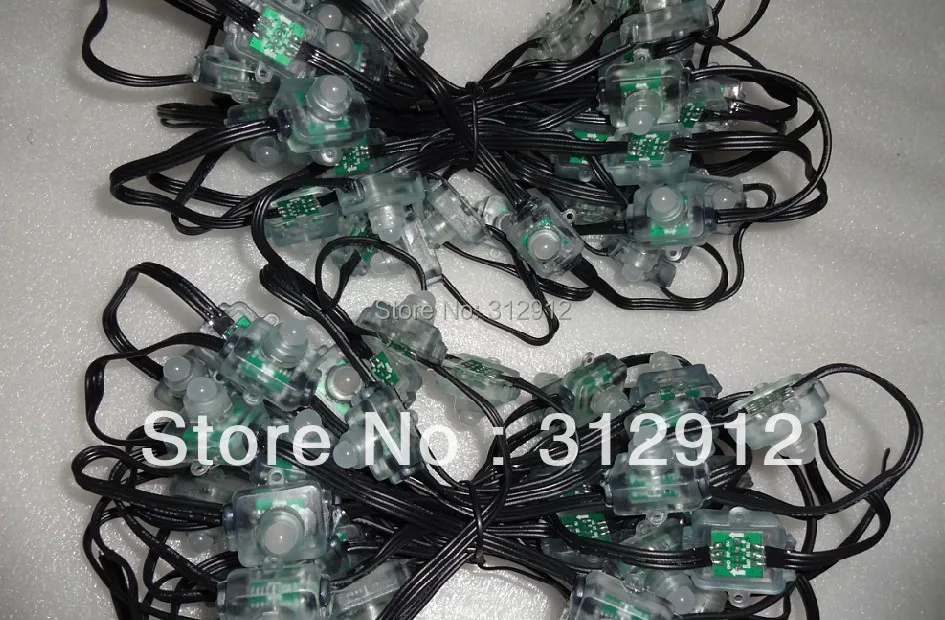 100pcs DC12V вход WS2811 Светодиодный пиксельный свет со всеми черными проводами IP68